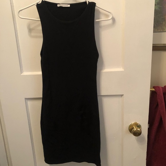 Zara Black Ribbed size small Mini Dress for casual dinners, can be dressy -used - Picture 4 of 6